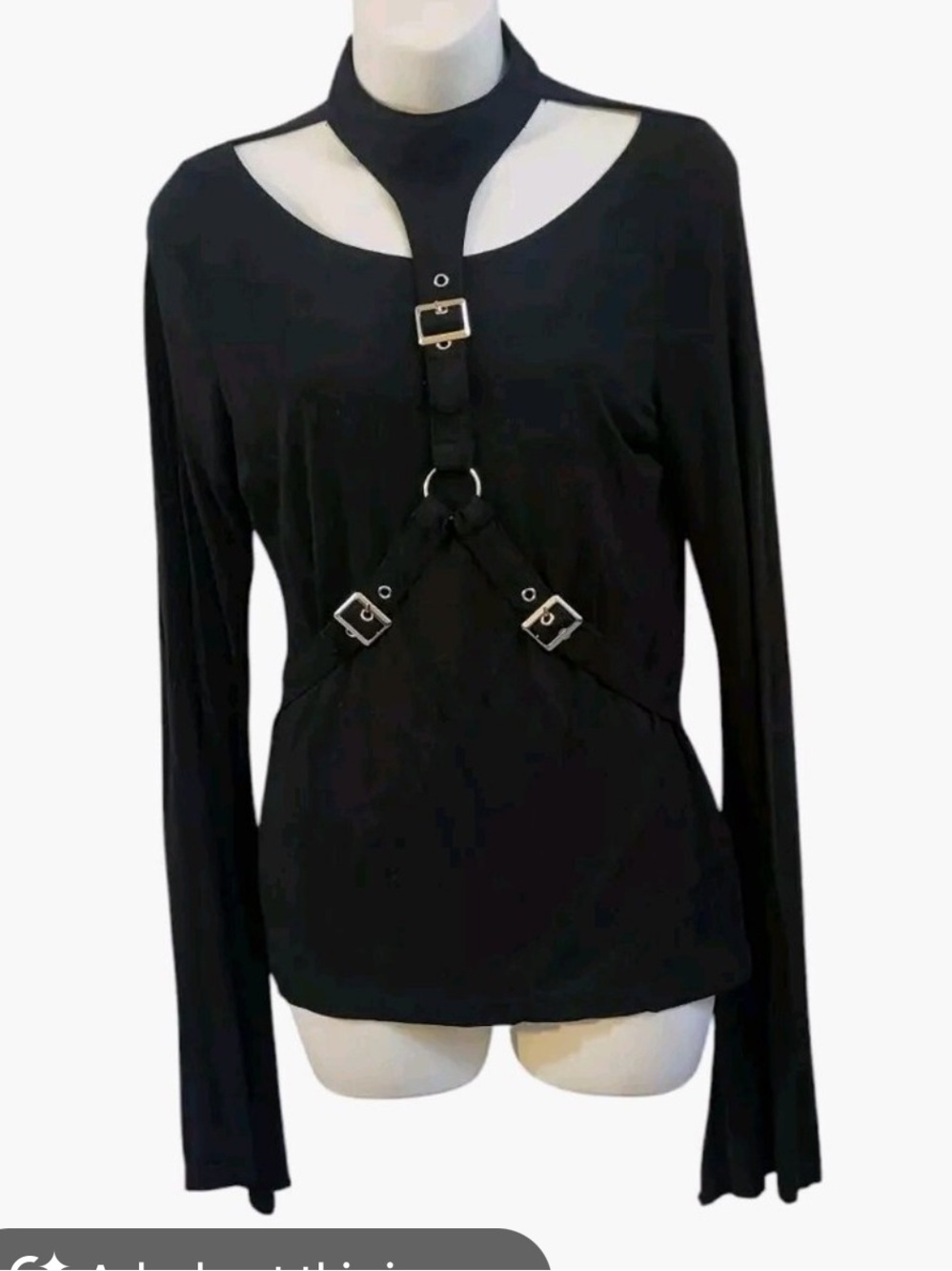 Killstar Black Gothic Harness Mock Neck Long Sleeve Top